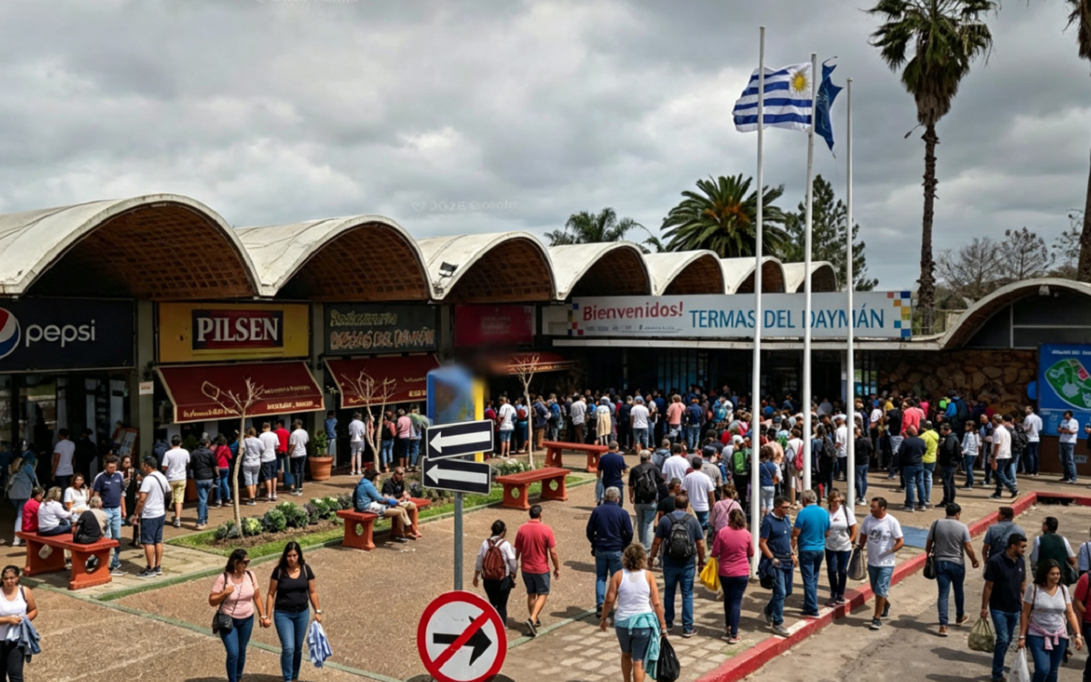 Montaje de escenario y luces para una mega fiesta de la Nostalgia, parte de la oferta de turismo en la Nostalgia en Salto
