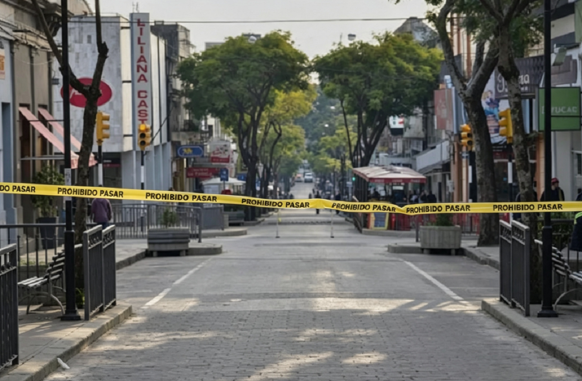 Inspectores municipales ordenan los cortes de tránsito en Salto durante la jornada patriótica