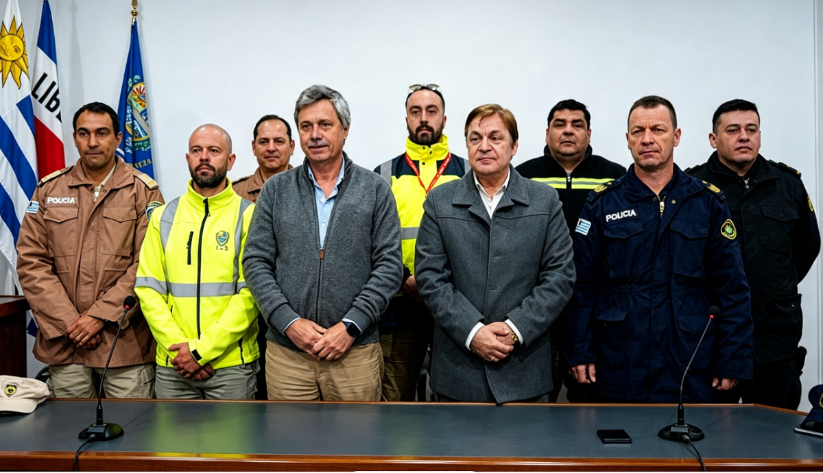 Autoridades presentando el operativo de la Noche de la Nostalgia en Salto