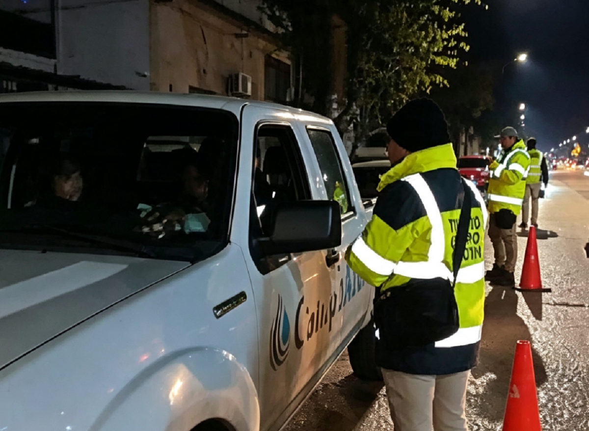 Móviles policiales y de la Guardia Republicana desplegados en el operativo de seguridad de Salto