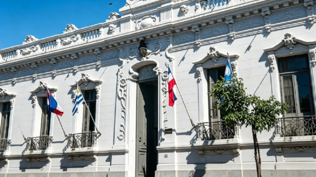 Fachada del edificio de la Junta Departamental de Salto durante el día.
