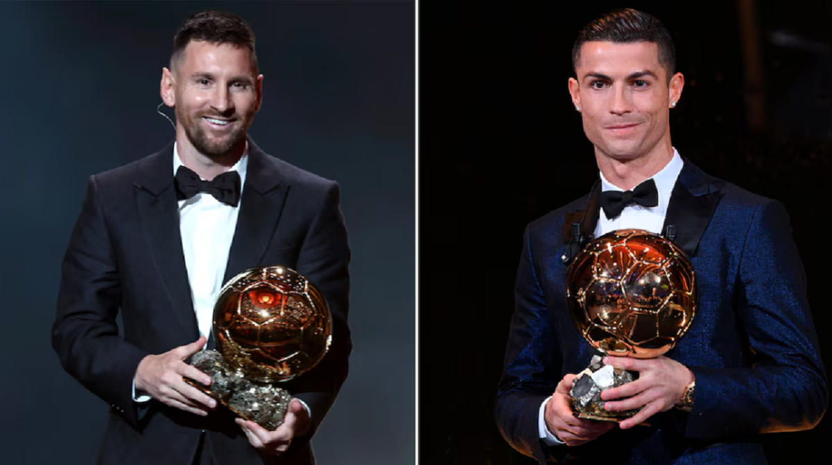 Cristiano Ronaldo y Lionel Messi durante una ceremonia de entrega del Balón de Oro.