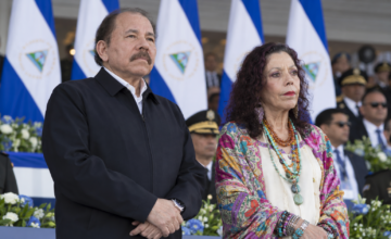 Daniel Ortega y Rosario Murillo en una ceremonia oficial en Managua.